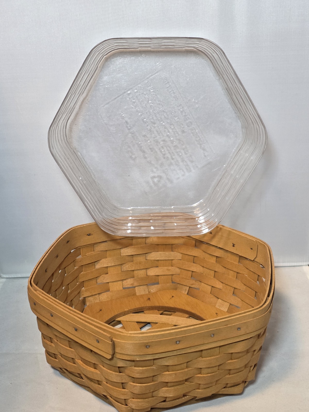 Generations Longaberger Hexagon Basket with Plastic Protector 4" height 9" Width