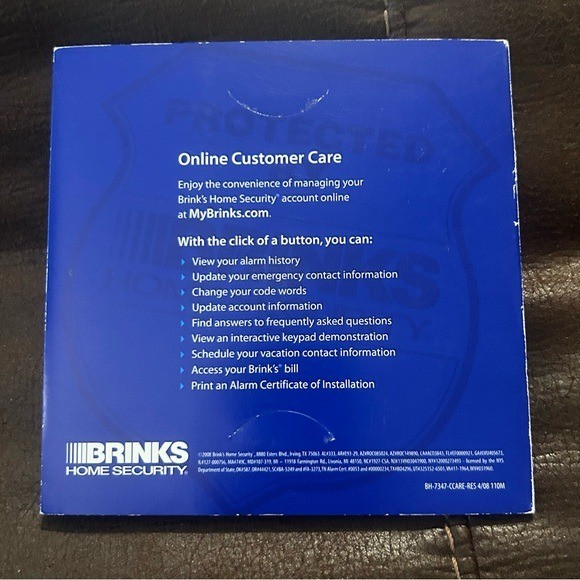 Brinks Home Security Customer Kit User Guide DVD Window Decals