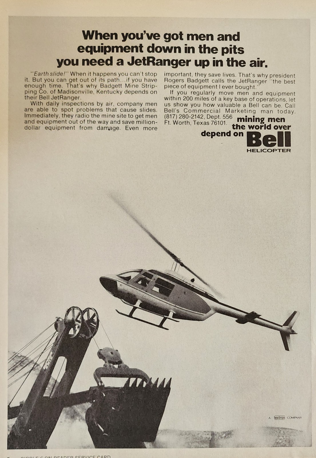 Bell Helicopter JetRanger Picture Magazine Ad Original Vintage Wall Art Display