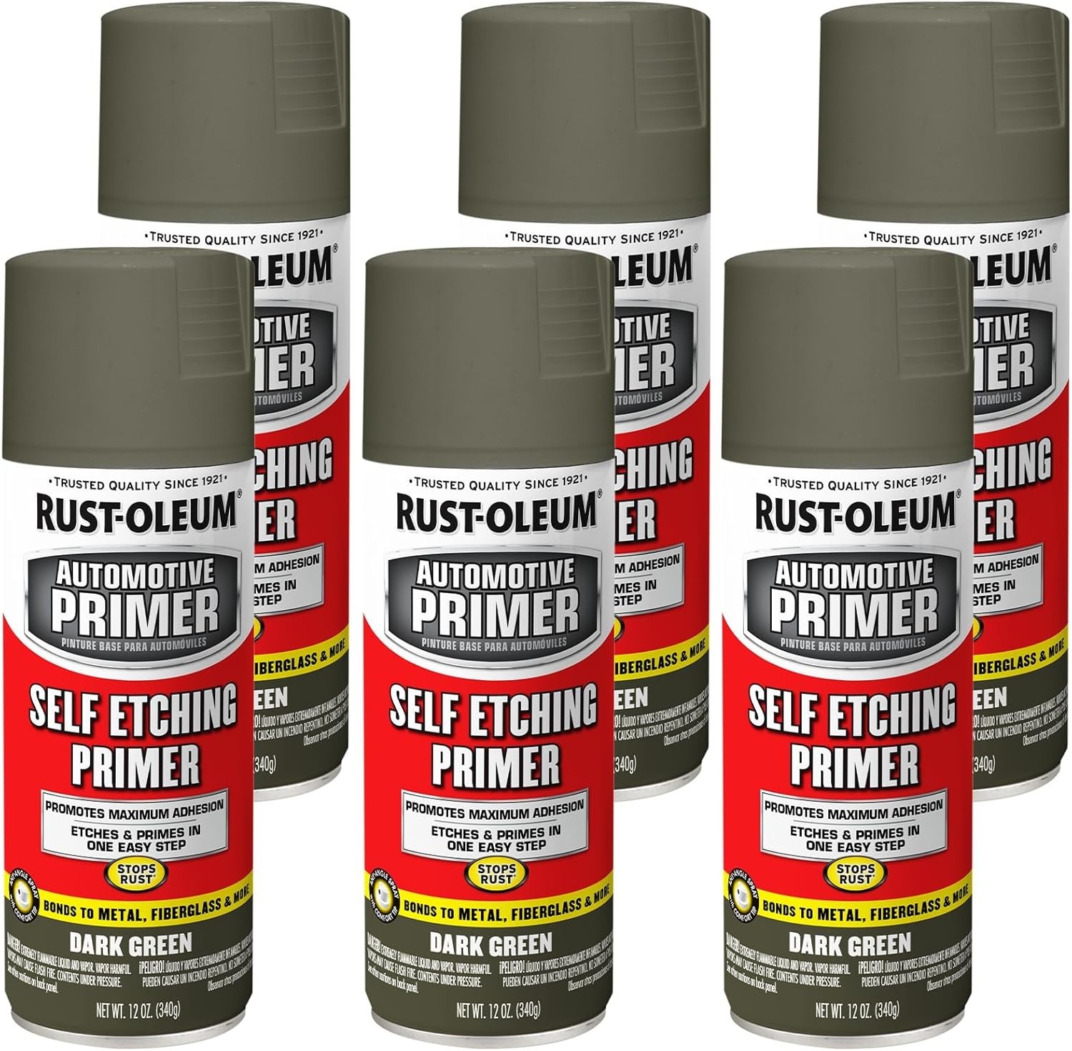 Rust-Oleum 249322 Automotive Dark Green Self-Etching Primer 12 oz. (Pack of 6)