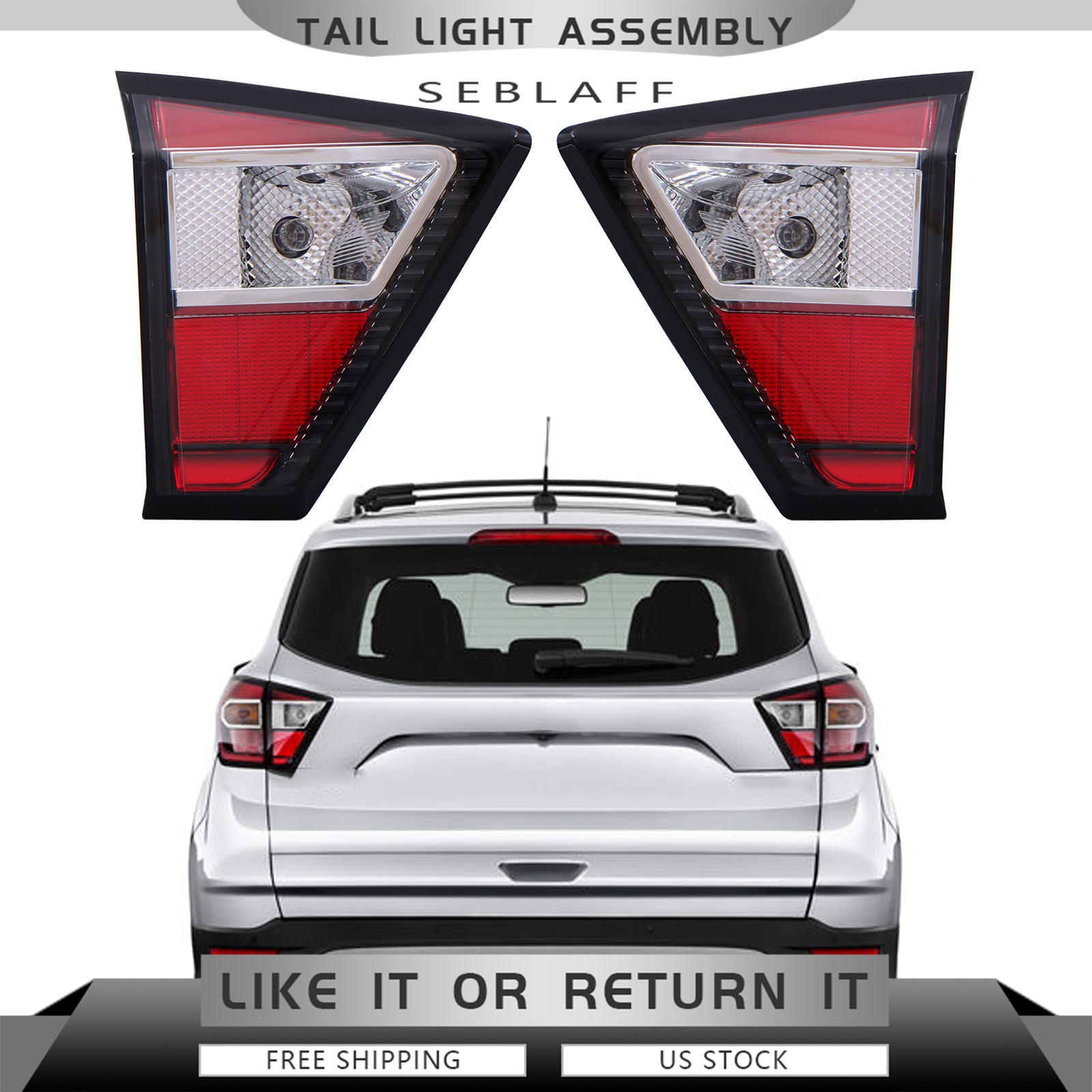 Halogen Tail Lights For Ford Escape 2017-2019 Rear Left&Right Inner Tail Lamps