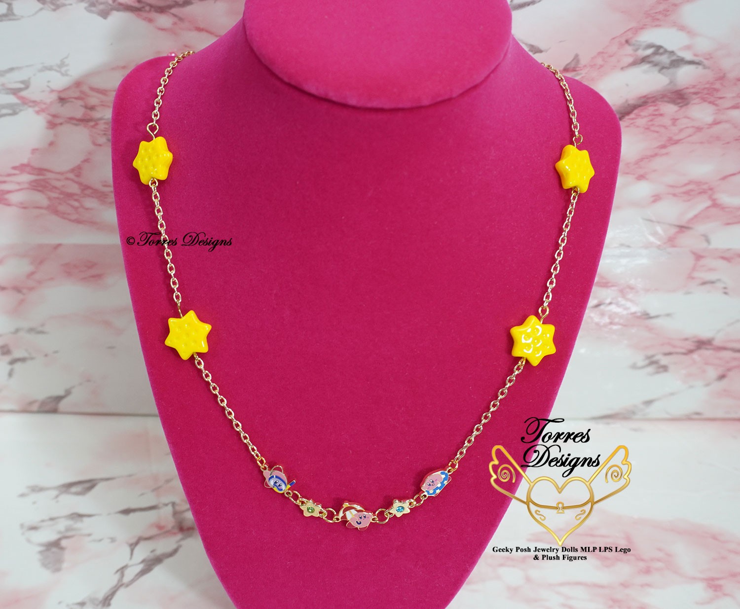 Custom made Kirby Gold Charm Neckace by TorresDesigns OOAK