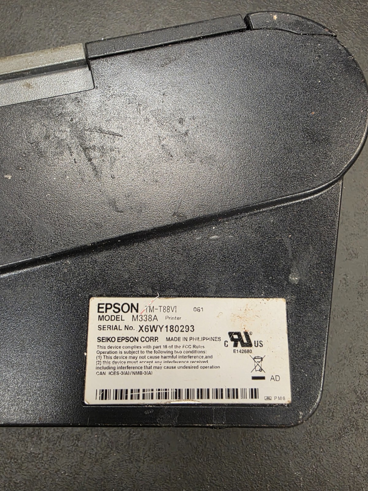 Epson TM-T88VI POS USB Thermal Printer M338A (Printer Only) UNTESTED/AS IS #14
