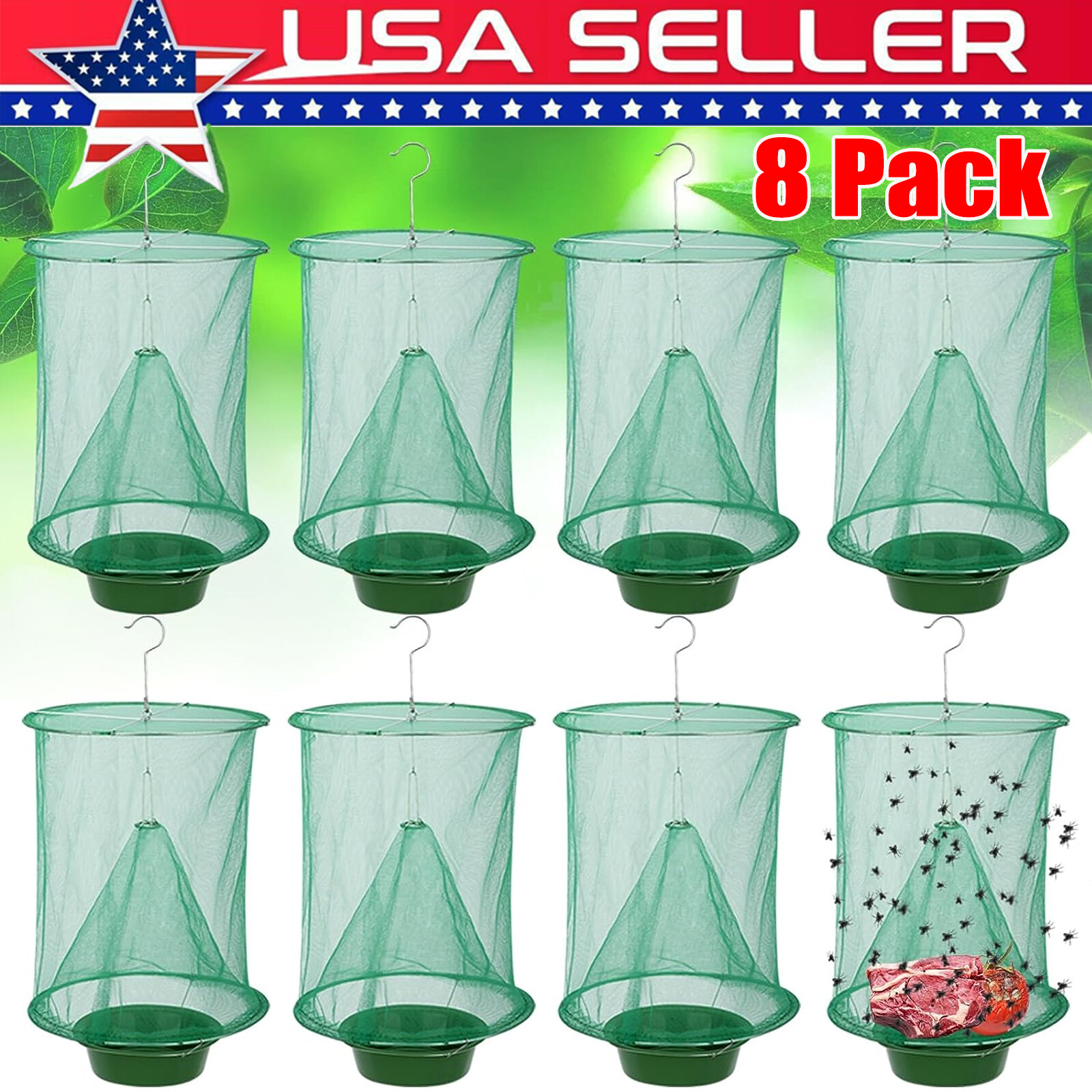 8 Pack Ranch Fly Trap Outdoors Farm Fly Trapper Catcher Killer for Farm Orchard