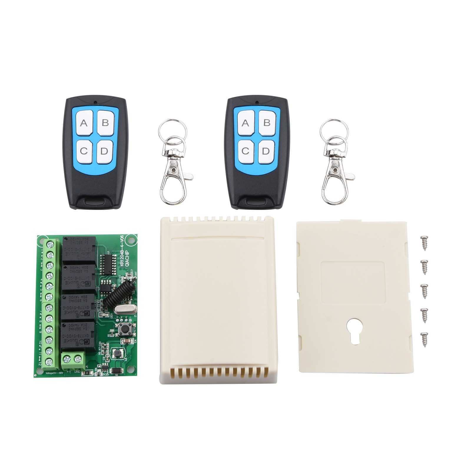 DC 4CH Channel 443MHz Wireless RF Remote Control Relay Switch With 2 Receiver
