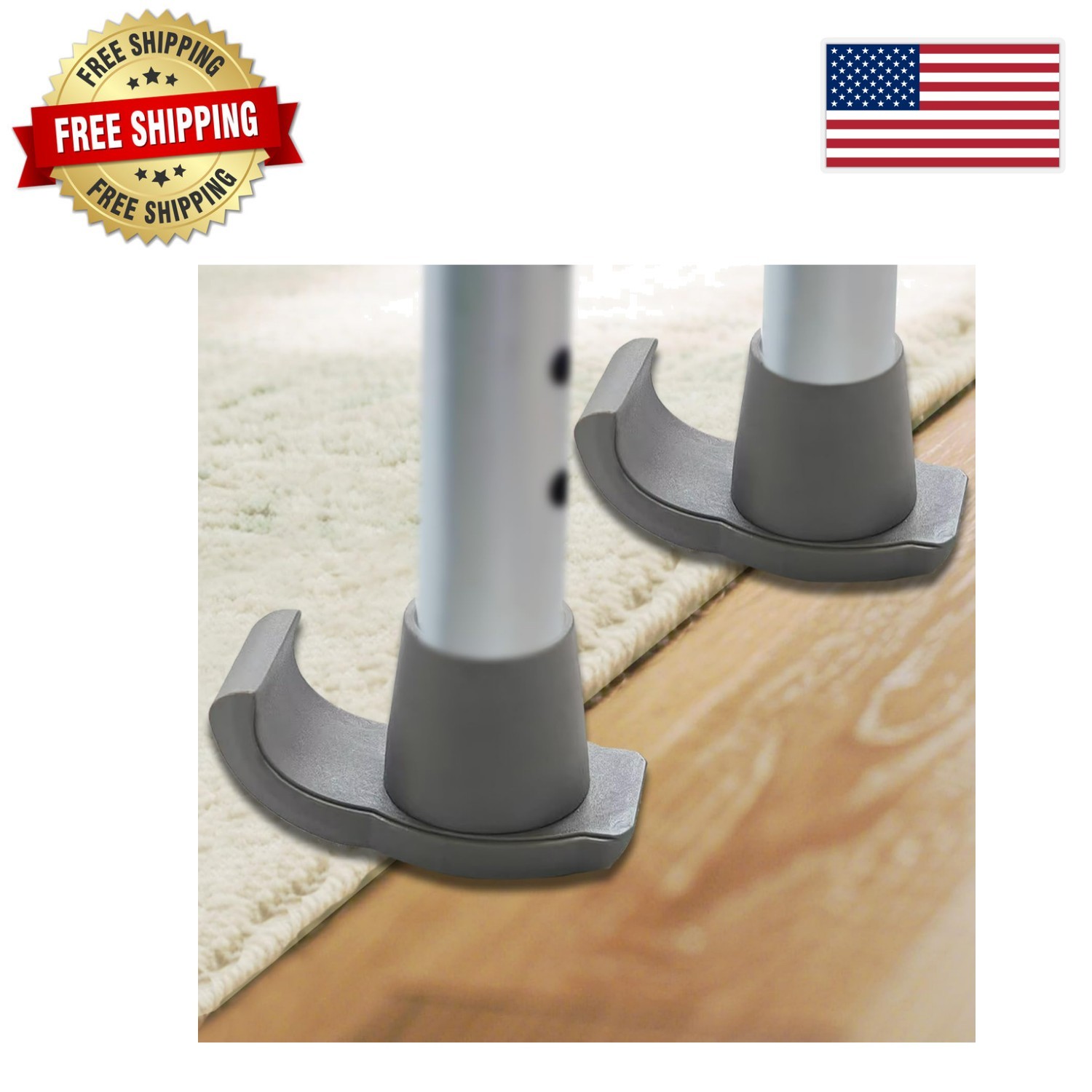 Universal 1-1/8" Walker Ski Glides - Effortless Glide & Durable Floor Safety