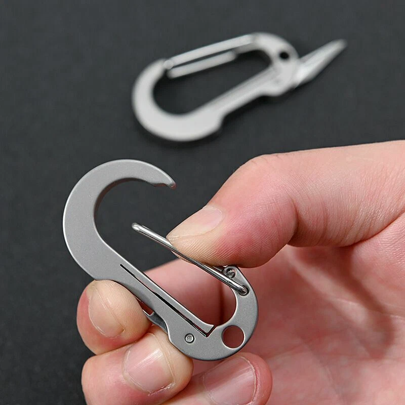 Mini Titanium Alloy Keychain Knife Carabiner Pocket Folding Knife Porable Tools