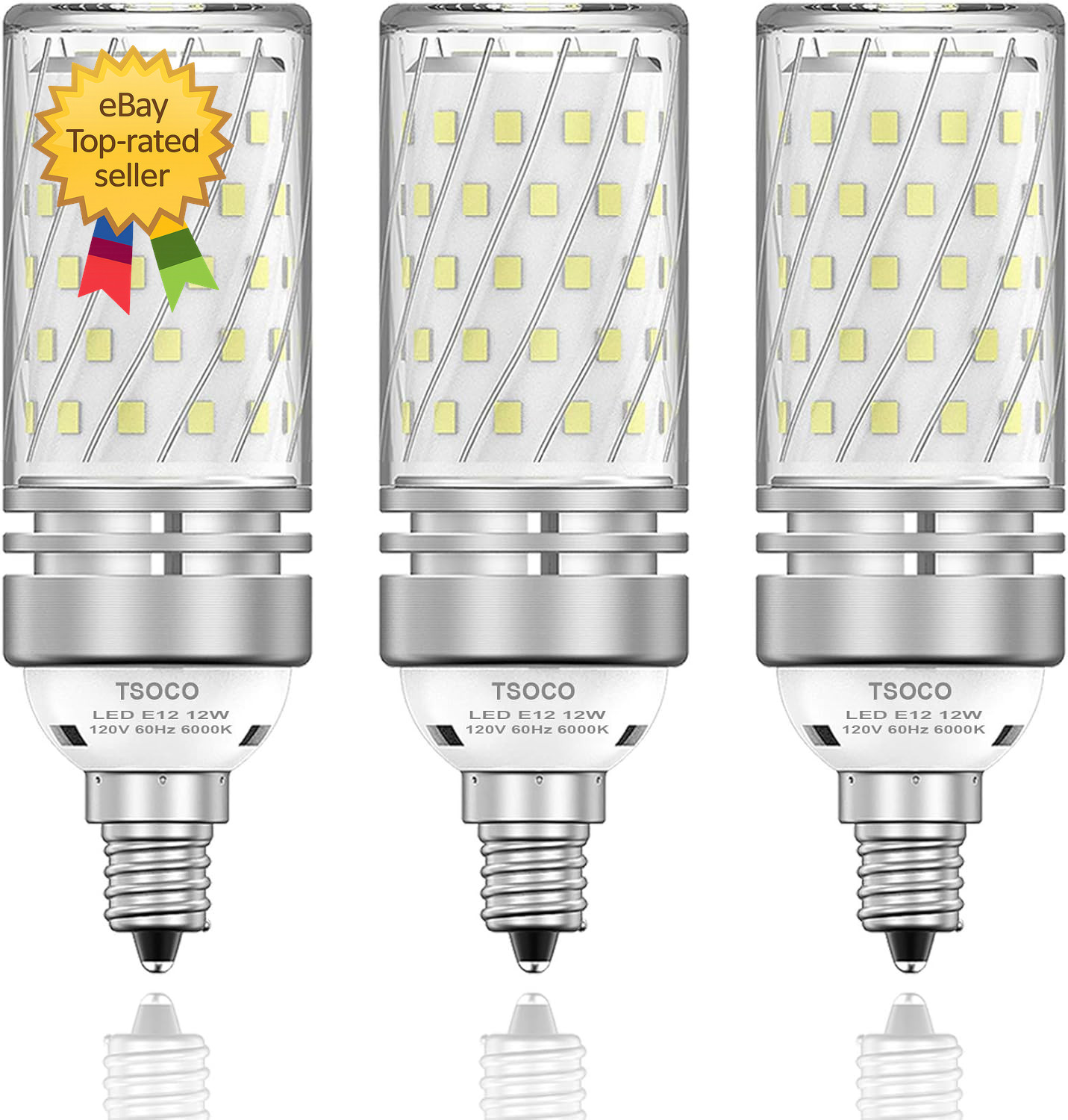 TSOCO  LED Bulbs 12W LED Chandelier Light Bulbs 100 Watt Equivalent  6000K