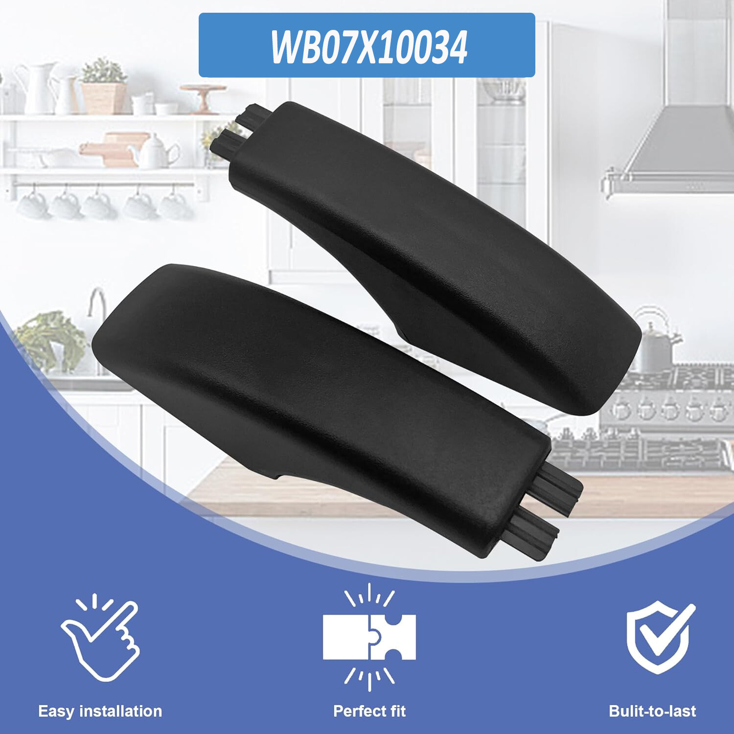 2 Pack WB07X10034 Black Oven Handle End Cap for GE Wall Stove Oven Range Repl