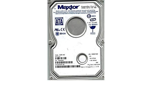 Maxtor yar51hw0 6y200m00671ba y64zzg2e 398297088 200gb SATA Hard Drive Tested Wo