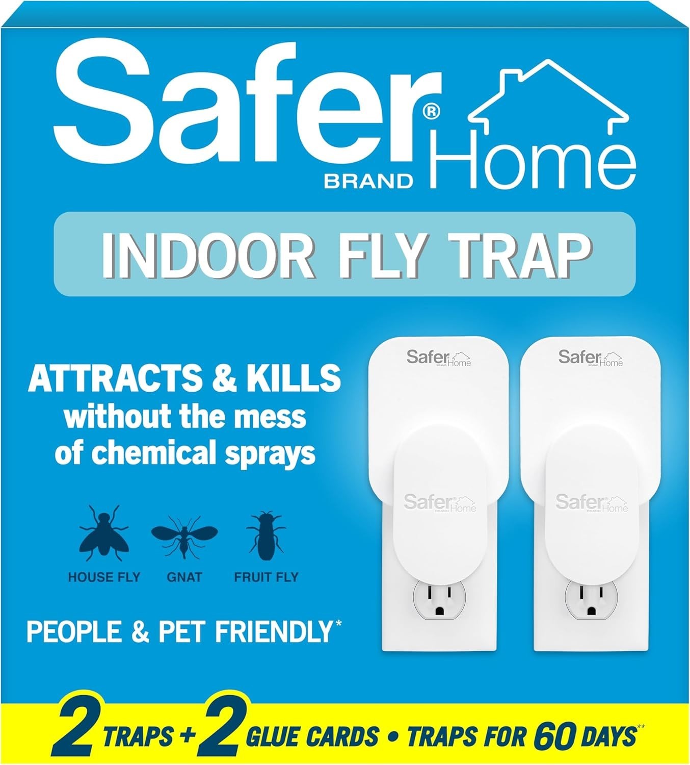 Safer Home Indoor Plug-in Fly Trap - SH502-2SR -2 Devices + 2 Glue Cards