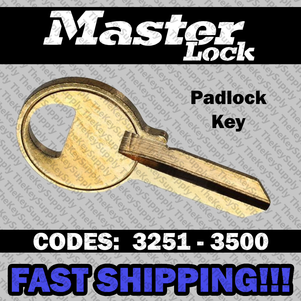 Master Lock Padlock Replacement Key Cut to Your Code 3251 - 3500