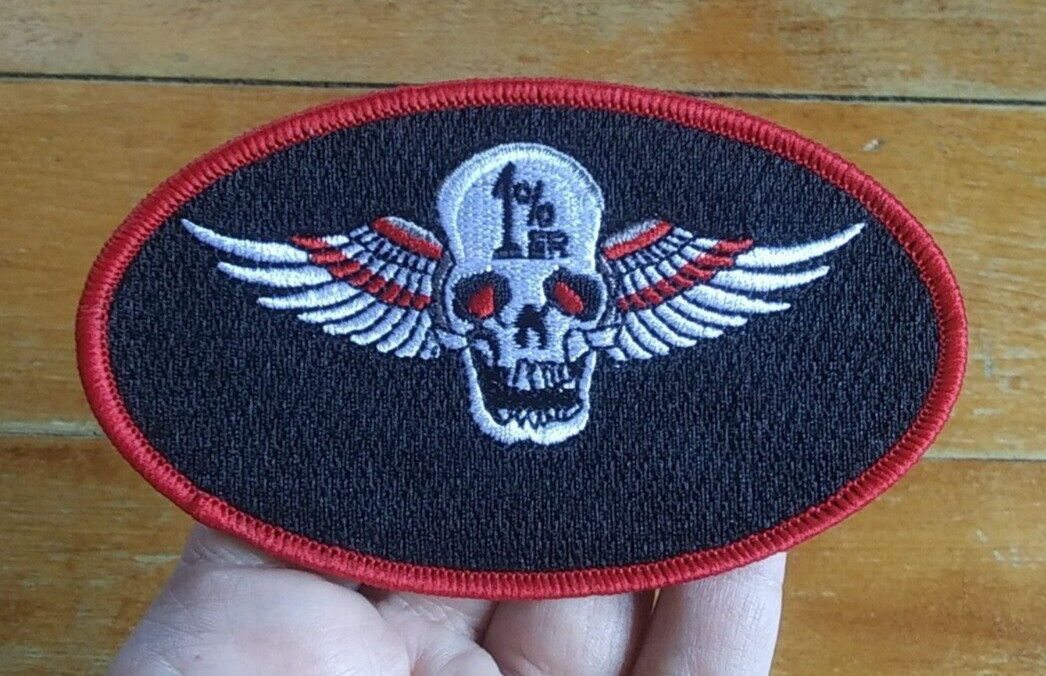 Motorcycle Jacket Vest Biker PATCH ~ Winged 1%er Outlaw Biker SKULL