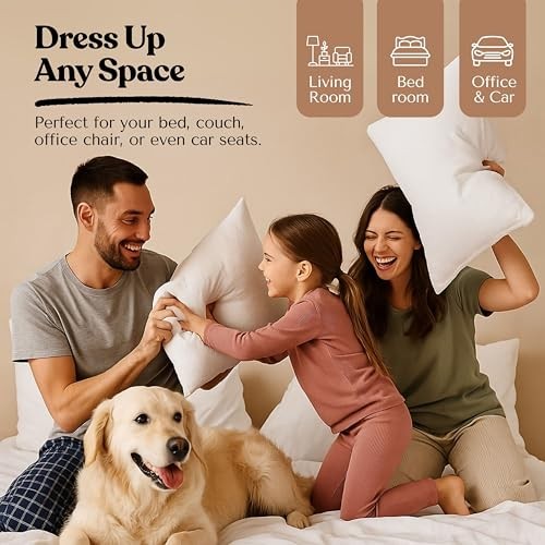Rectangular Lumbar Pillow Inserts (Pack of 4, 12"x20", 12x20 Inch (Pack of 4)