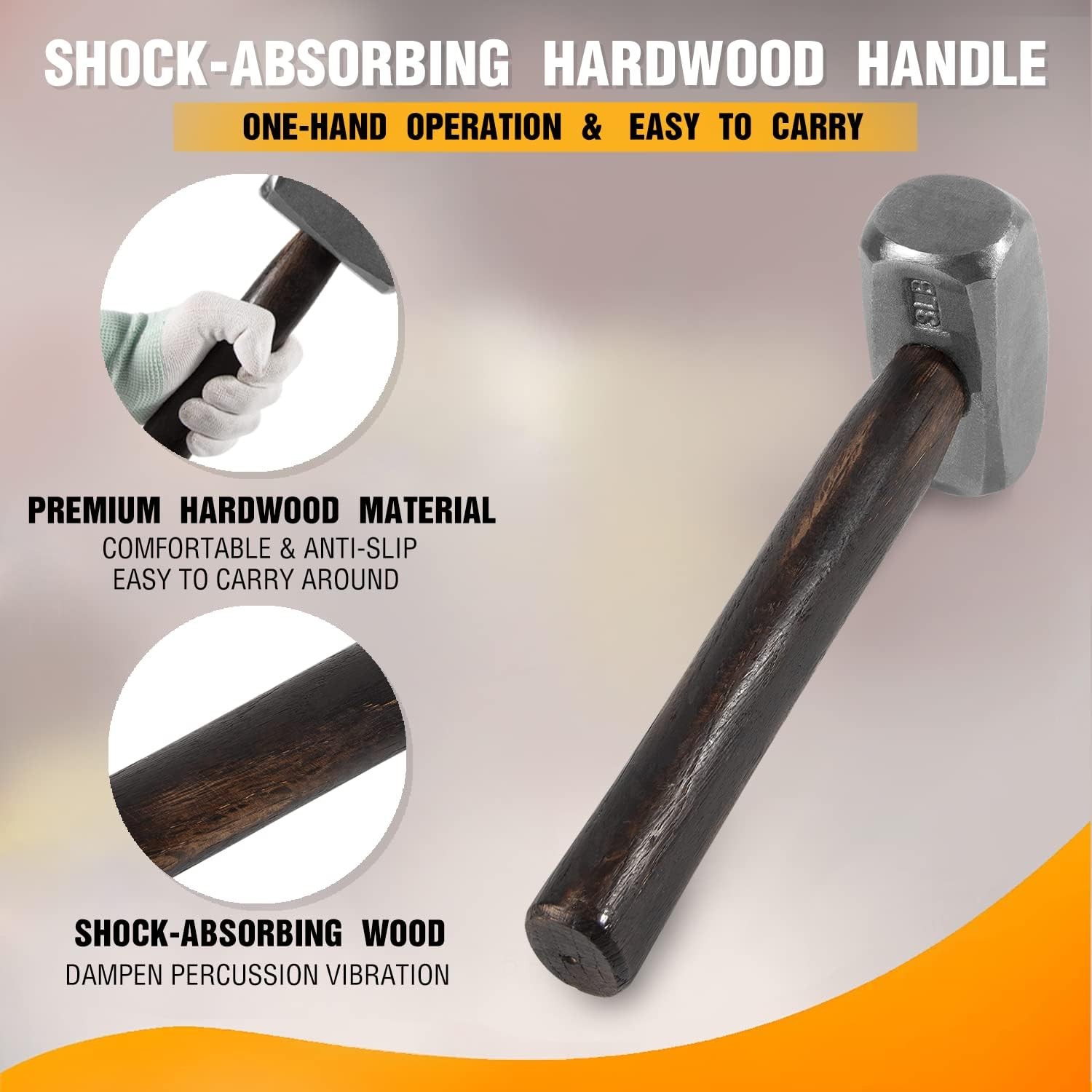3lb Sledge Hammer, Blacksmith Hammer Bladesmith Forge Engineer Drilling Stubby