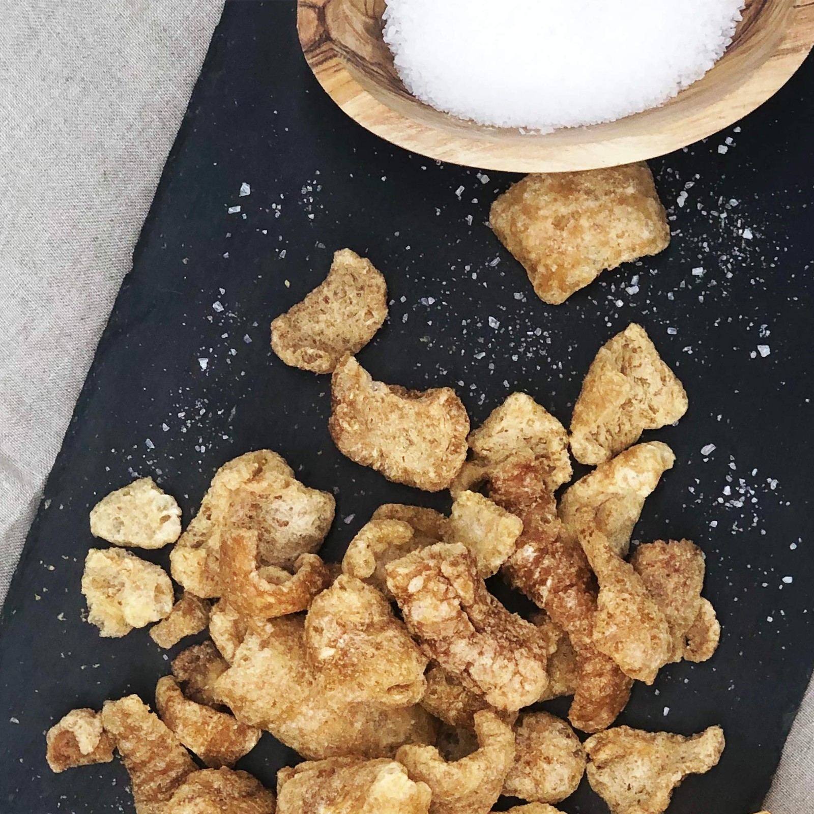 Pork Cracklins, Southern Flavor Chicharrones Style, Fried Pork Skins Attached...