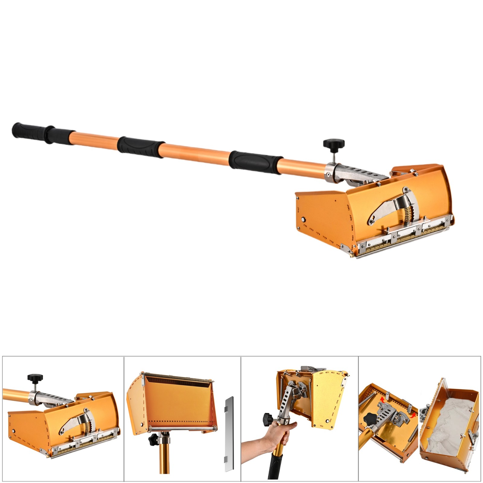 Best 10'' Drywall Flat Finishing Box w/40''-64'' Handle & Stainless Steel Blade