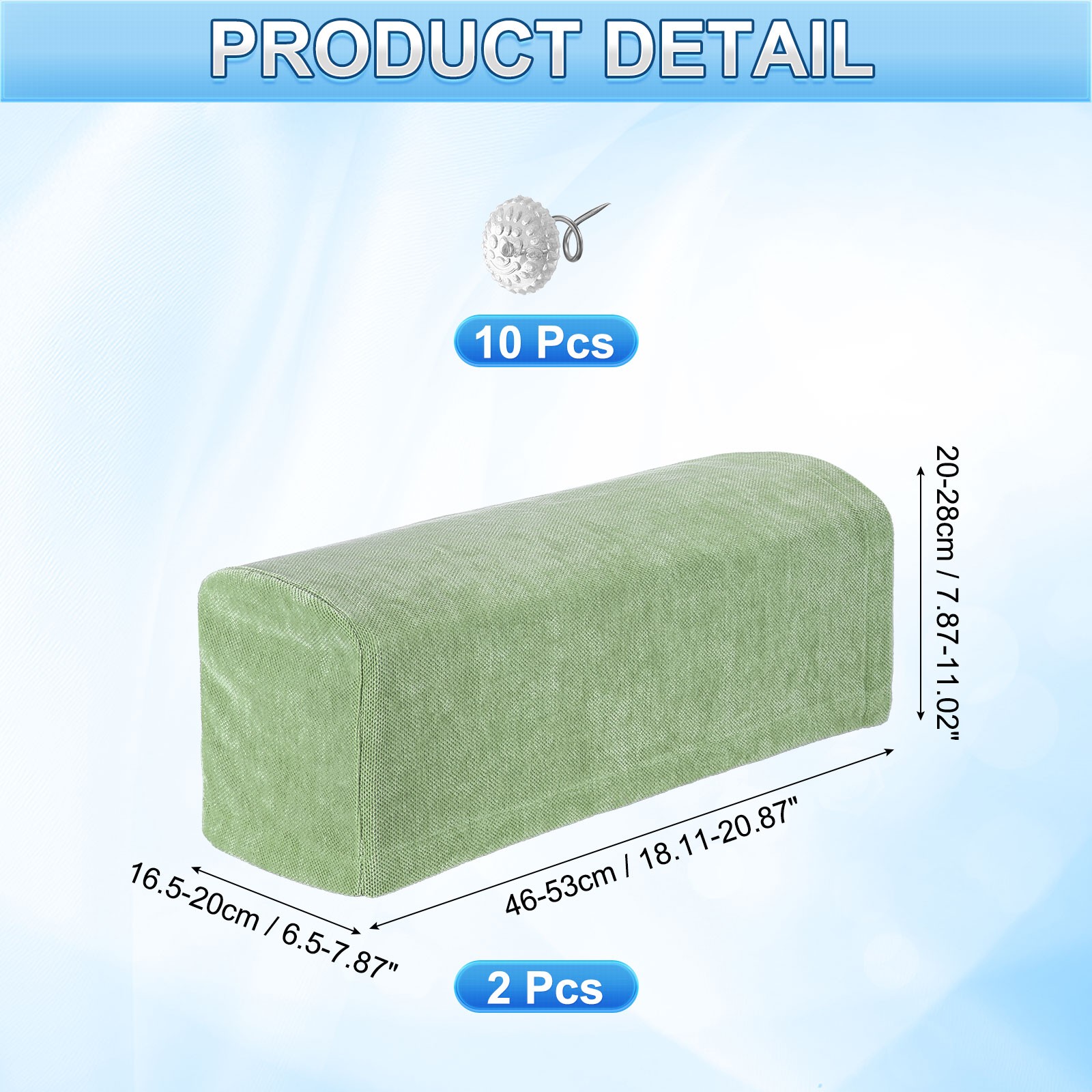 2Pcs Stretch Armrest Covers, Chenille Armchair Slipcovers, Green