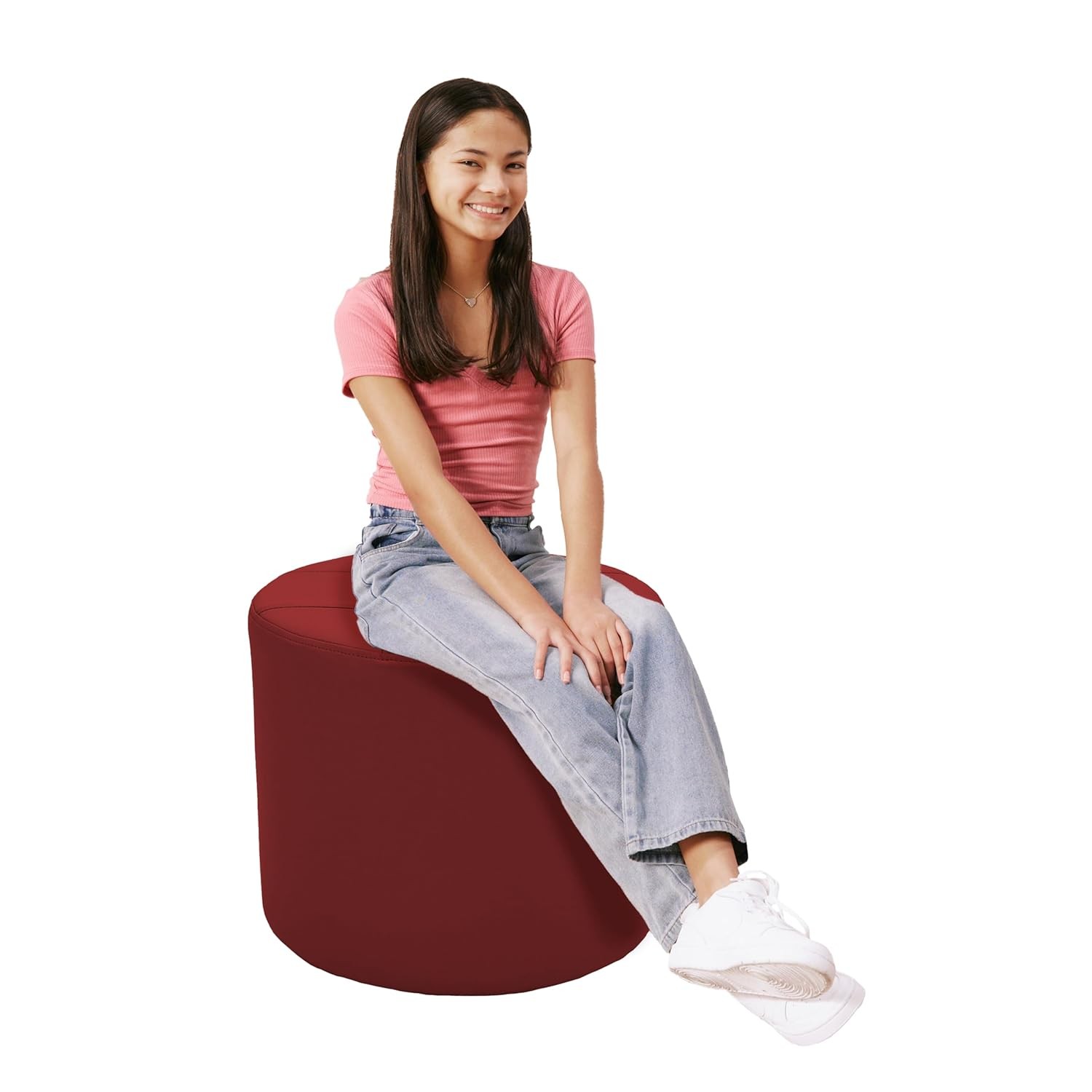 Factory Direct Partners Tufted Round Ottoman; Crimson, 14045-186
