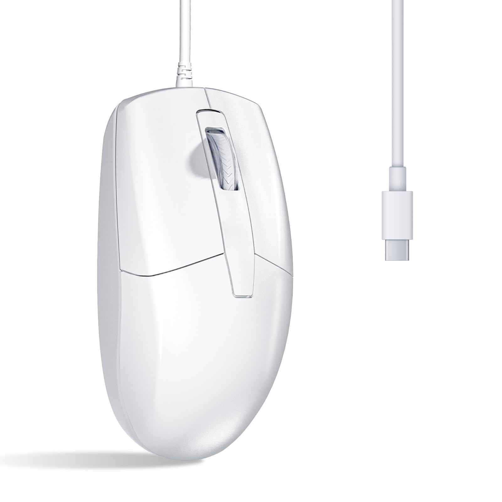 LOONASA USB C Wired Mouse, Type C Optical Portable Silent WiredWhite