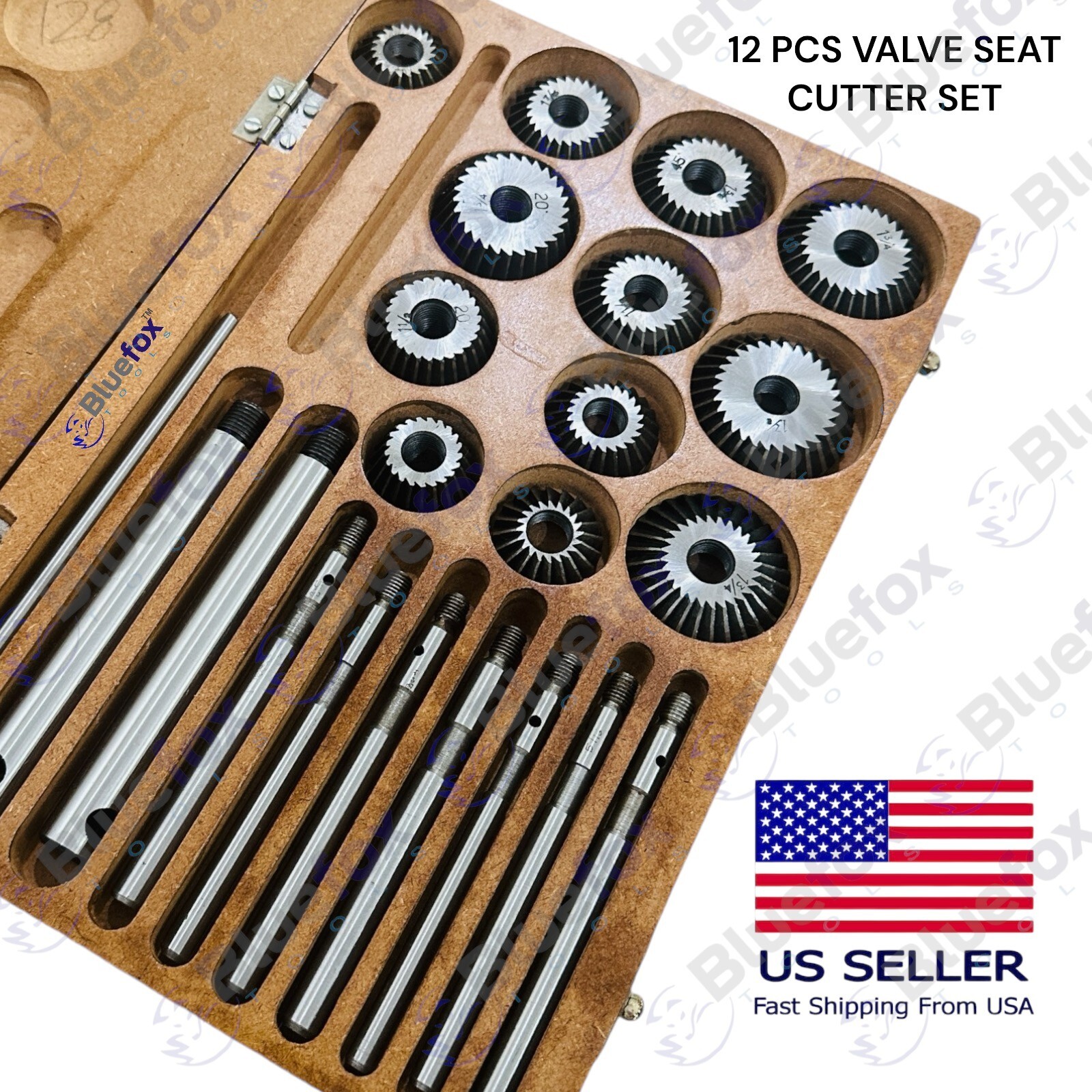 12 Pcs Valve Seat & Face Cutter Set Set For Vintage Old Cars & Bikes in Box