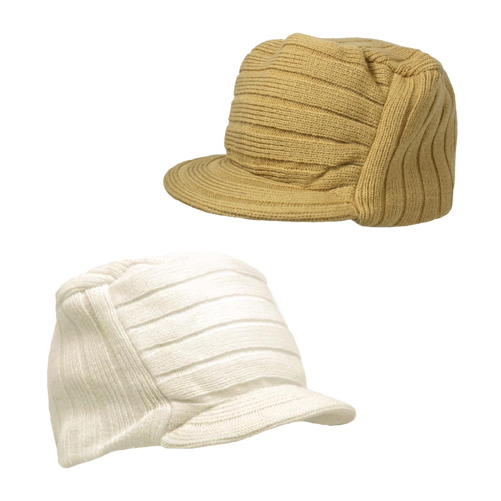 Adult Men's Women's Rib Knit With Brim Tan White cKy Cosplay Skater Style Hat
