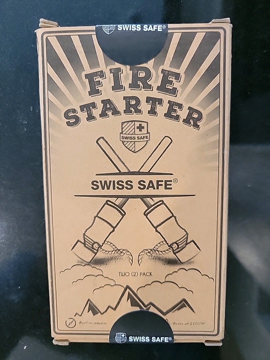 Swiss Safe 2-Pack Fire Starter – with Compass, Whistle, and Striker - Lime green