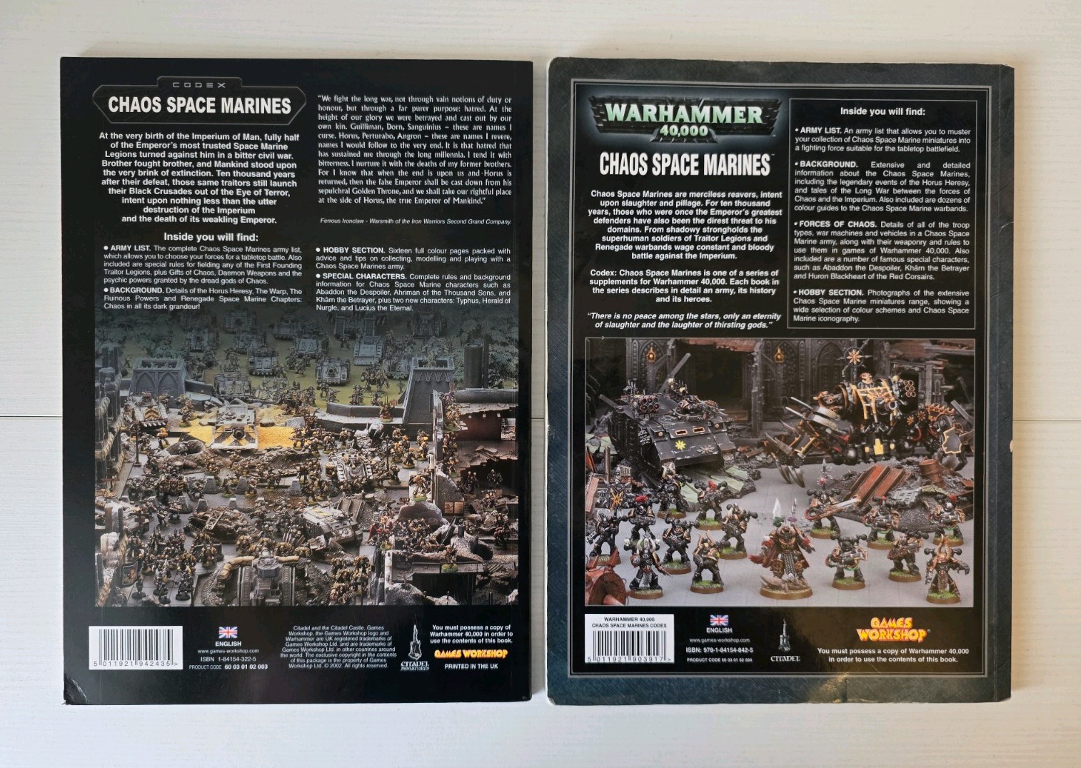 Warhammer 40k Codex Chaos Space Marines Book Games Workshop 3rd and 4th Edition