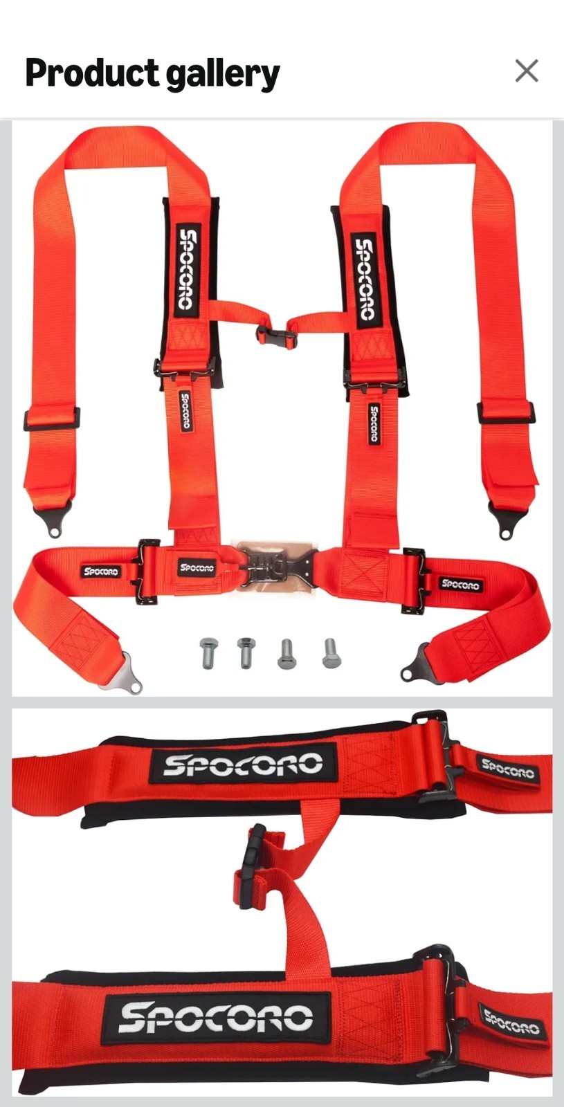 Spocoro 4 Point Racing Harness  Heavy-Duty Shoulder Pads