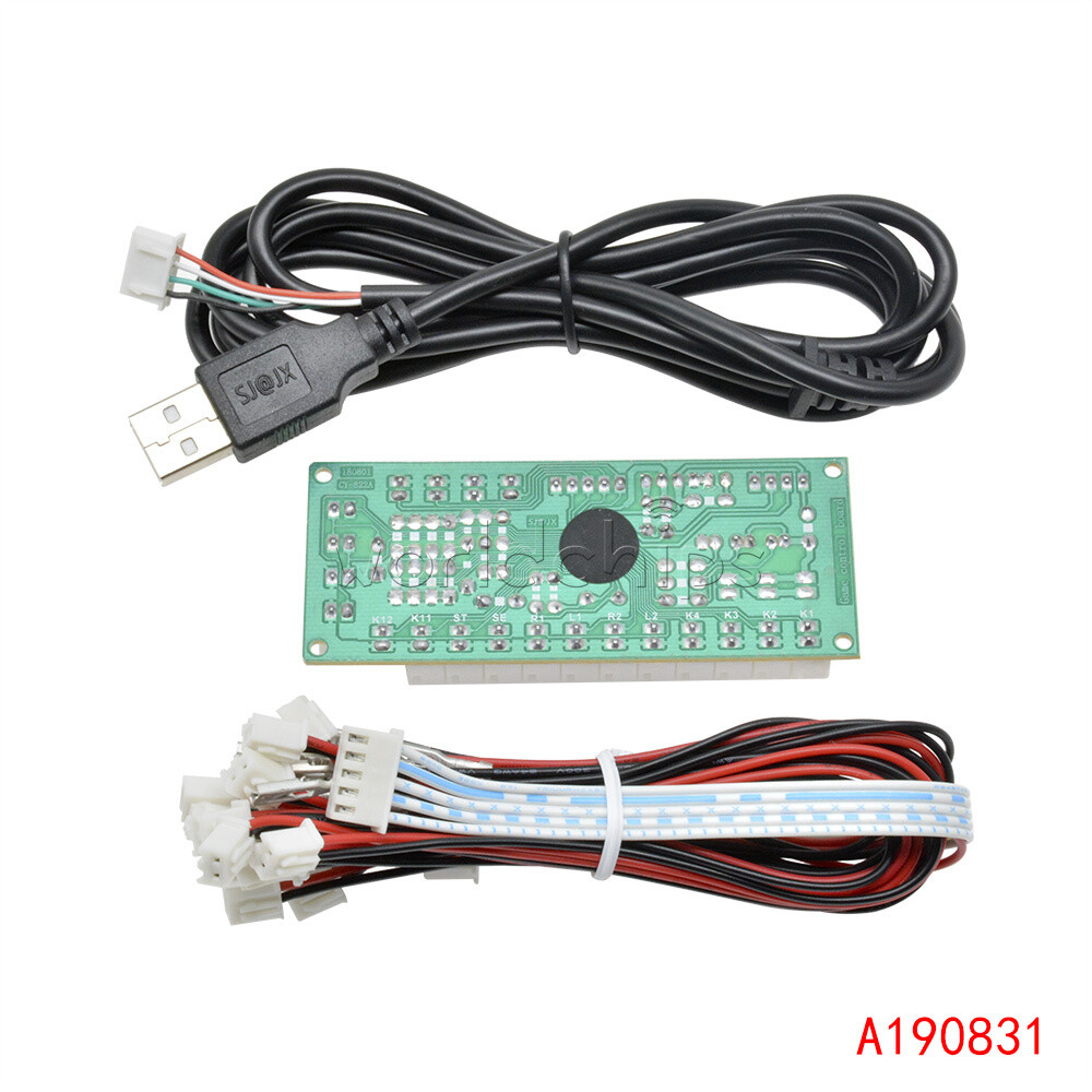 Zero Delay LED Arcade MAME Encoder USB To PC 5Pin Joystick PCB Module + Cables