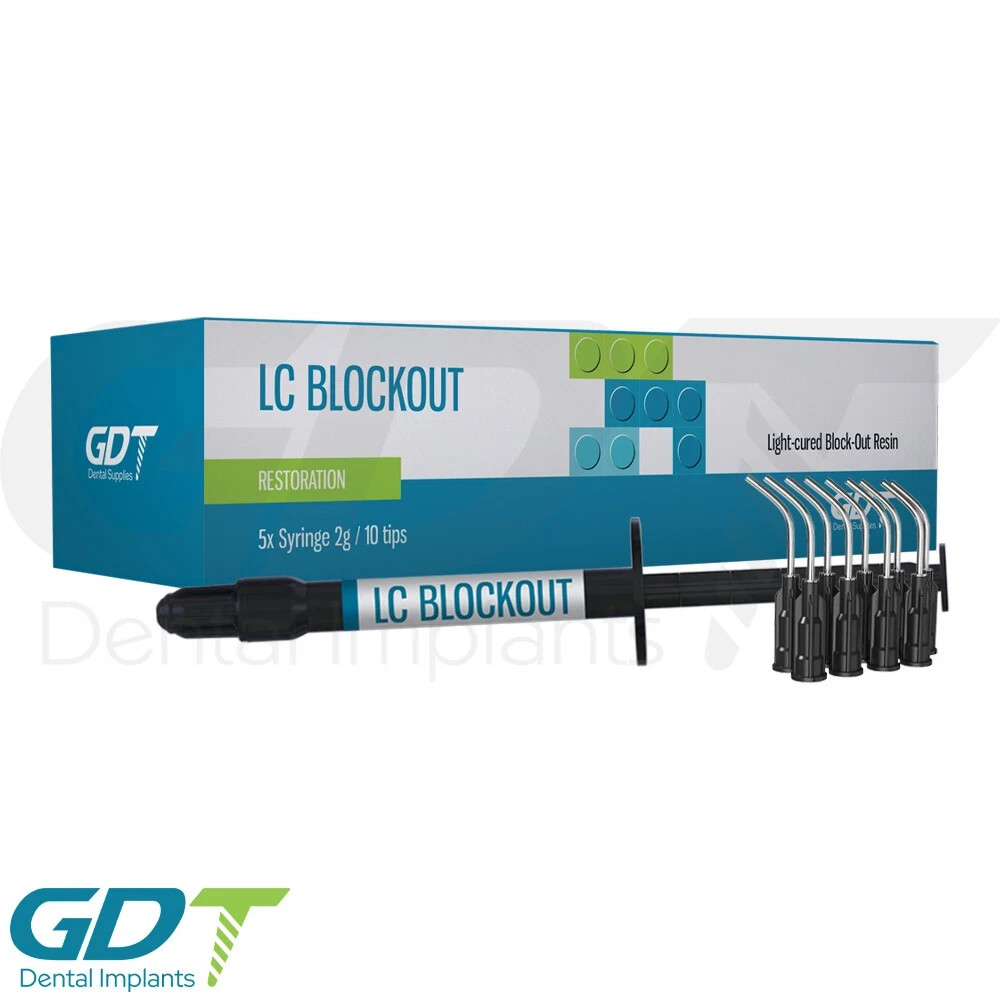 GDT Dental LC Blockout Light-Cured Resin Dentistry Supplies, 5 x 2g with Tips
