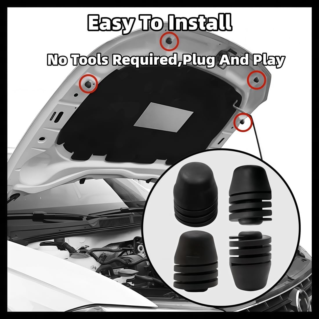 8 Pcs Hood Rubber Cushion Bumper Bonnet Spin Stops Black