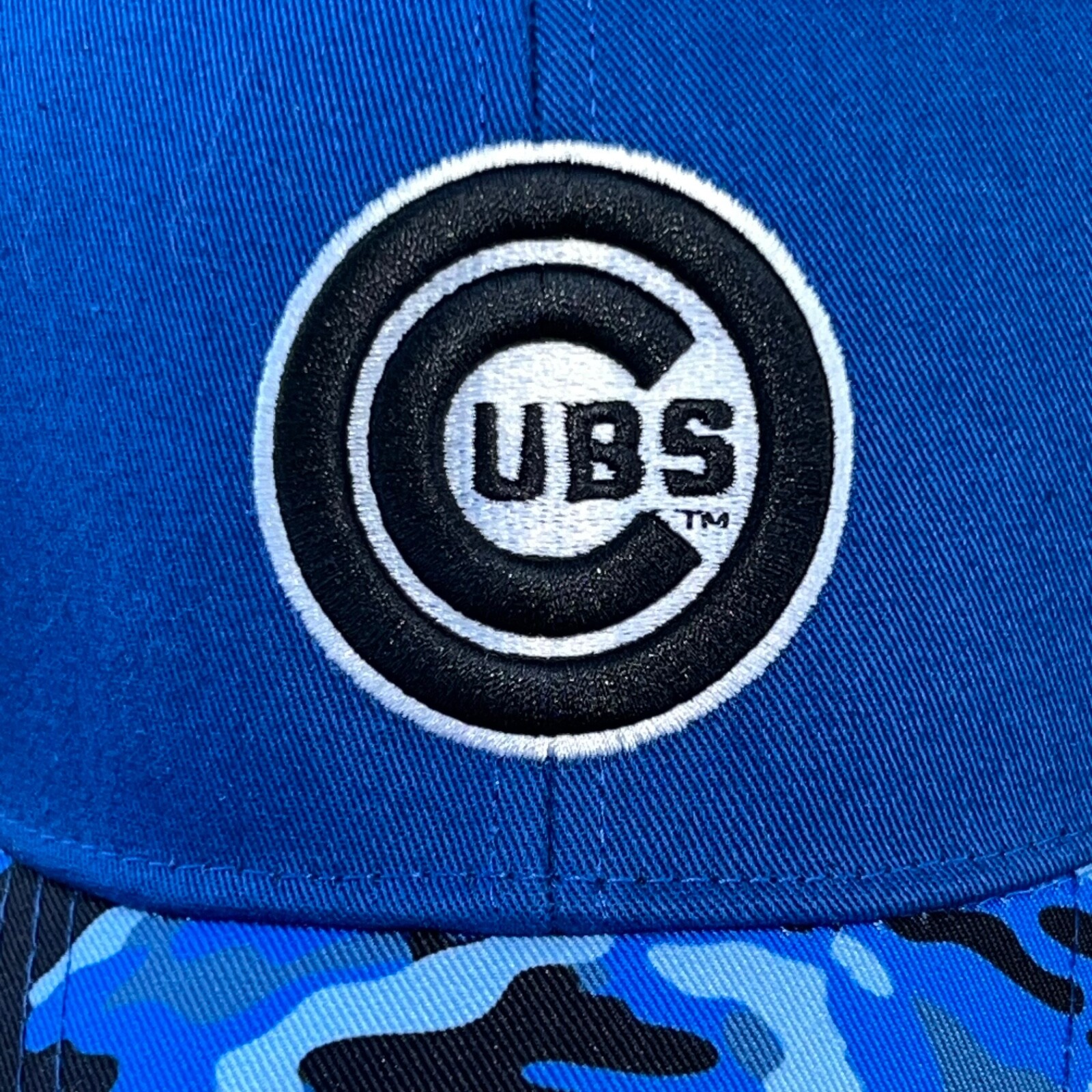 Chicago Cubs Black blue Gray Camouflage Bill Blue Hat Cap Snapback Boeing EUC