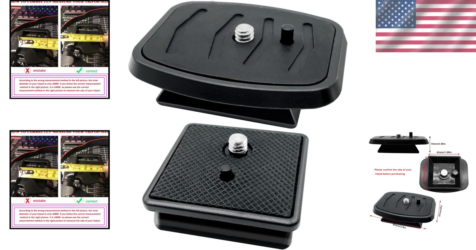 Compatible 41mm & 43mm Tripod Quick Release Plates - Easy Install for Secure Fit