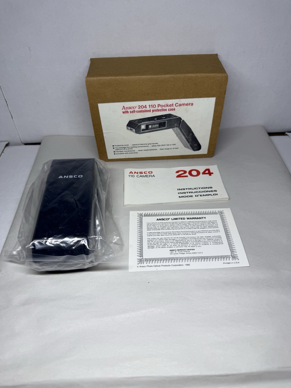 NOS Ansco 204 110 Pocket Camera w/ Self-Contained Protective Case