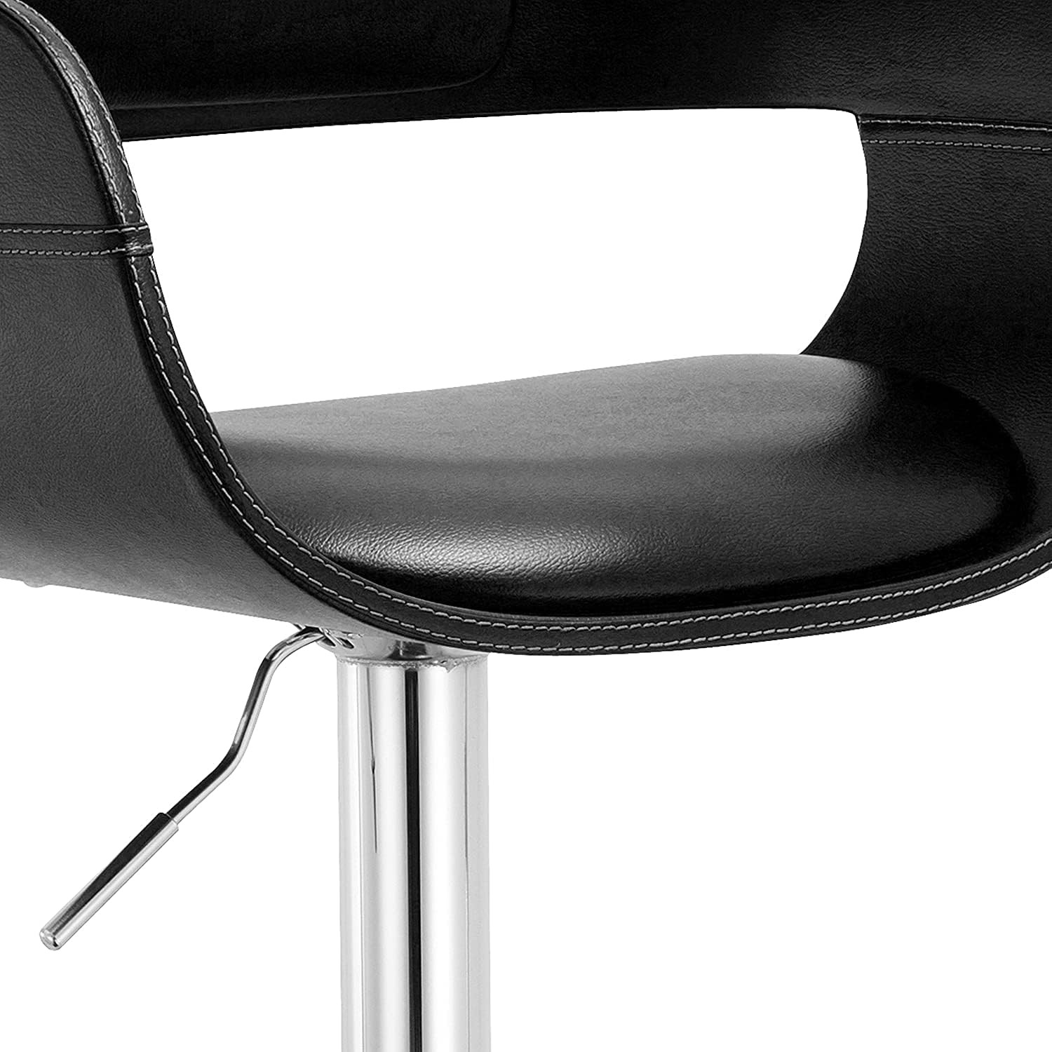 Contemporary Swivel Adjustable Barstool with Padded Seat and Back, Black