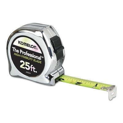 High Viz  Tape Measures, 1 in x 25 ft Komelon USA 425HV Steel Neon Yellow