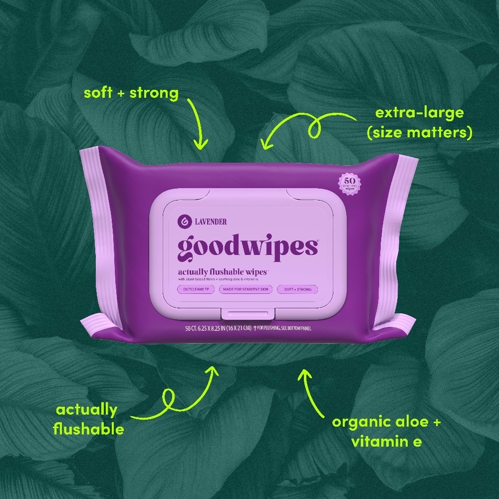 Flushable Lavender Scented Wet Wipes 3 Packs 150 Count Moist Toilet Tissue