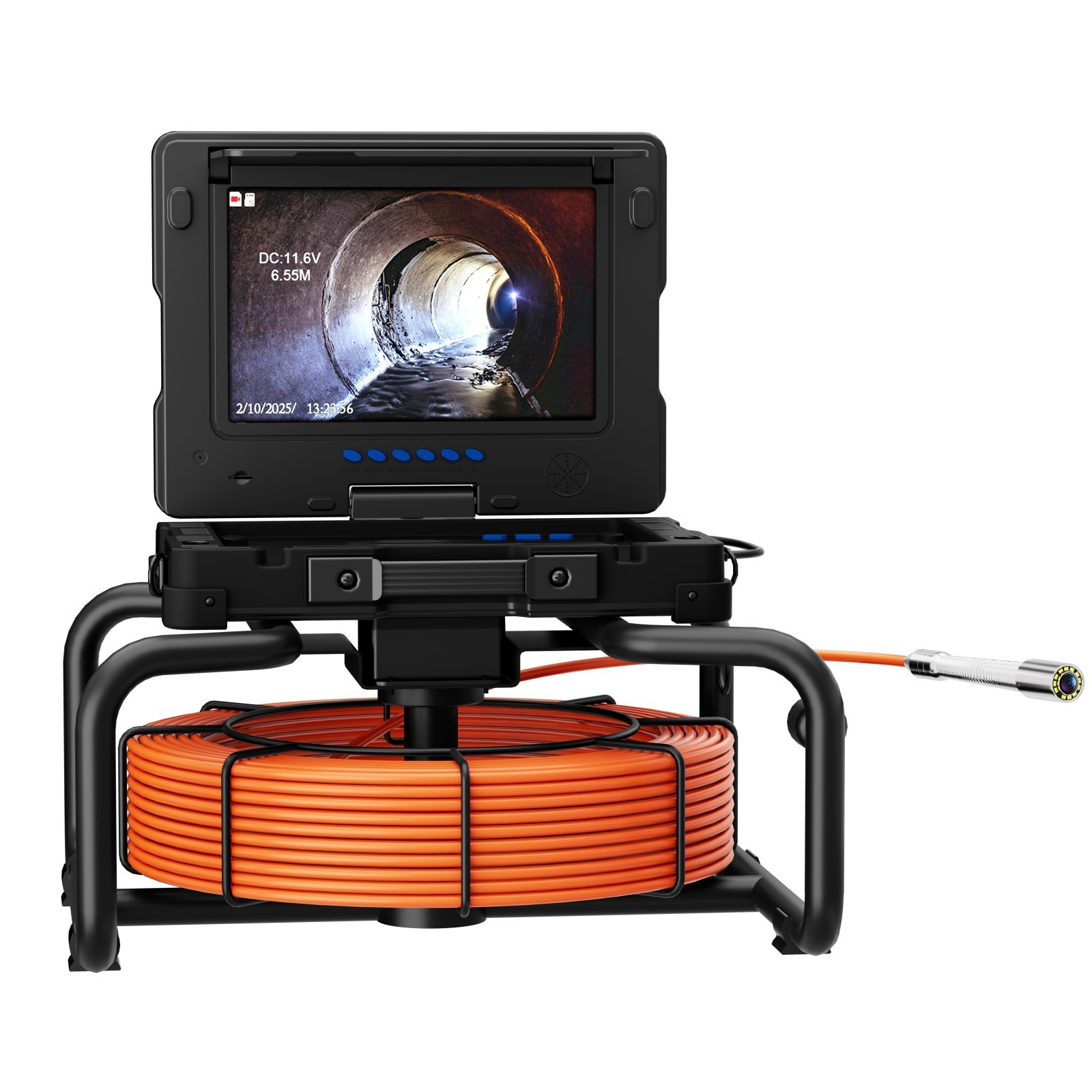 9" Pipe Inspection Camera 7mm Diameter 23MM 512HZ Self-leveling Meter Counter