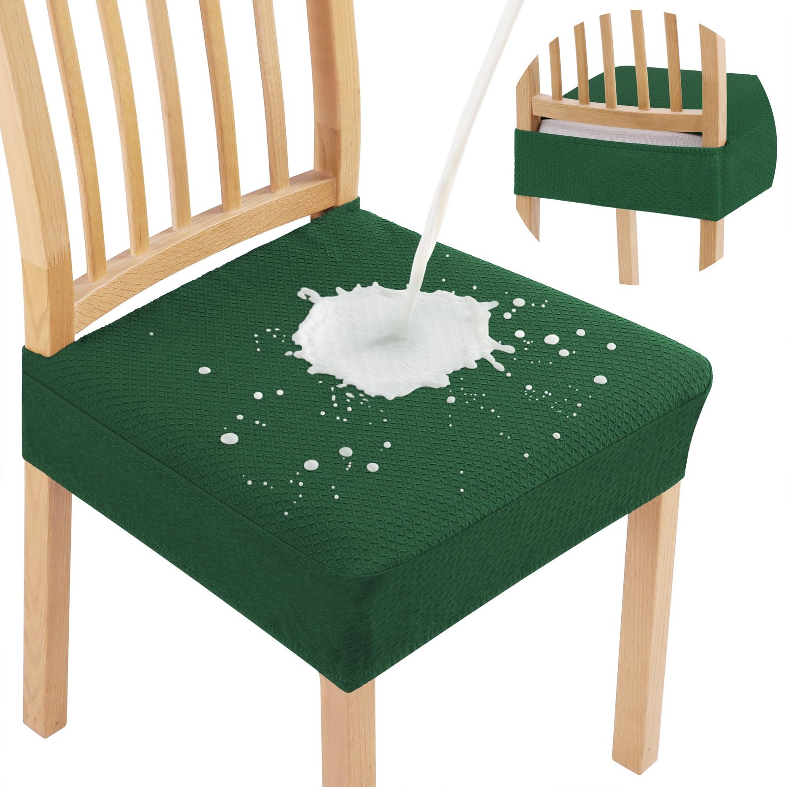Smiry Waterproof Seat Covers for Dining Room Chairs Set of 4, Emerald Green