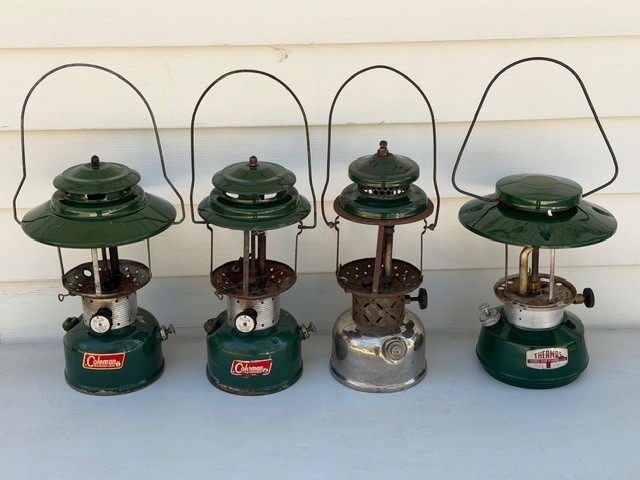 Lot of (4) Vintage Coleman Thermos 228F 220F 220B 8326 Camping Lanterns 1929-60s