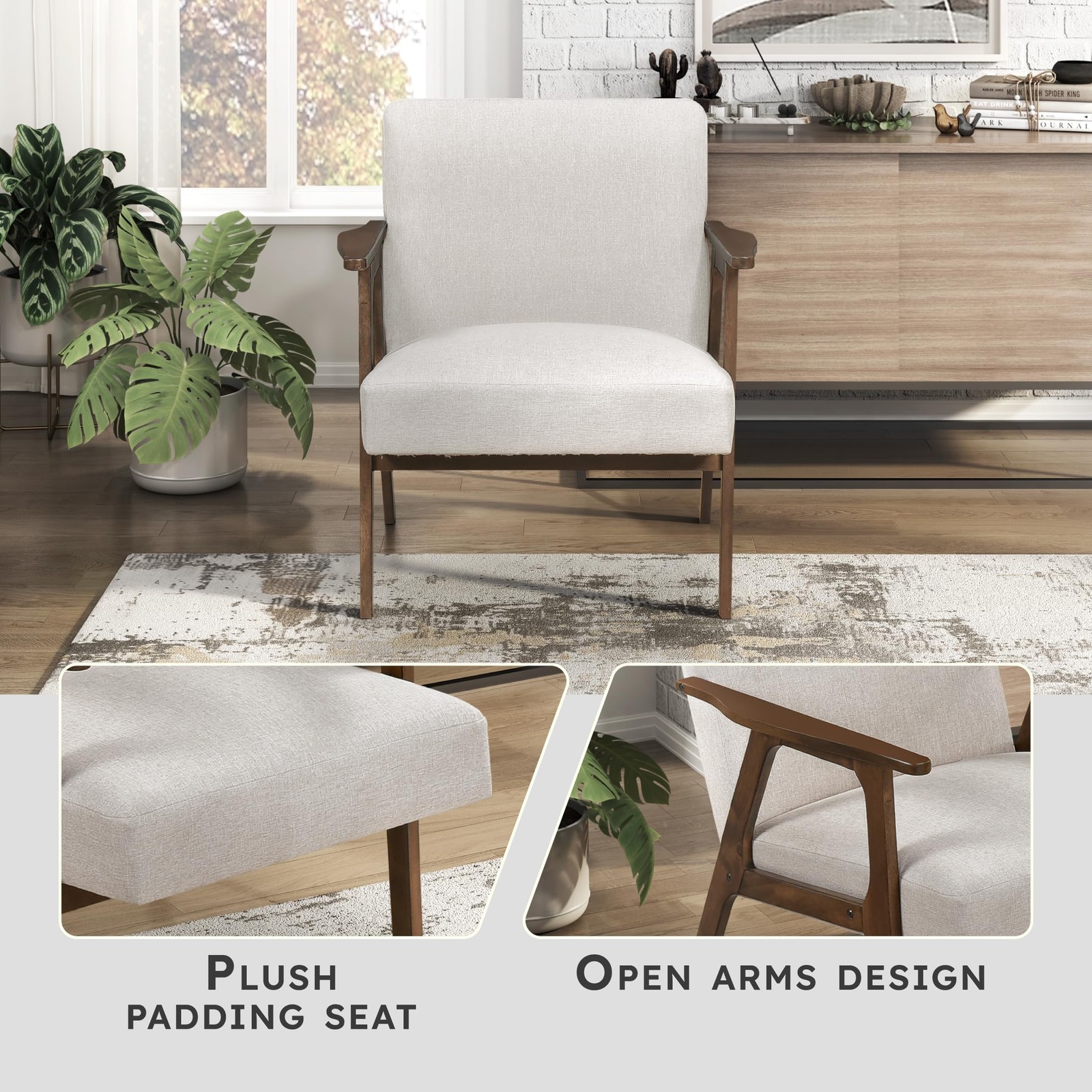Lexicon Mid Century 21.5 inches (W) x 23 (D) x 17.5 (H), Beige