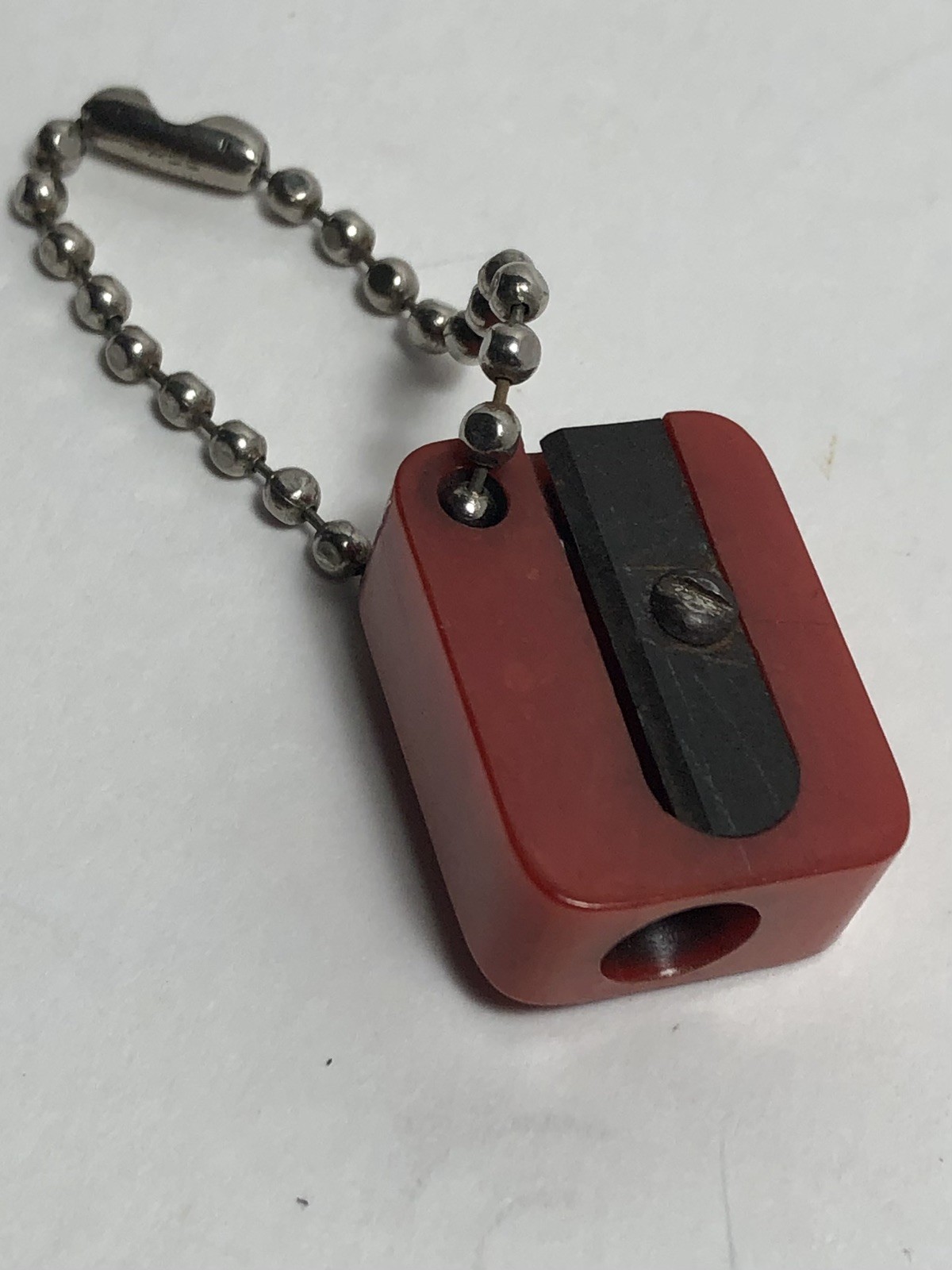 Vintage Pencil Sharpener And Keychain About 1" Wide Red