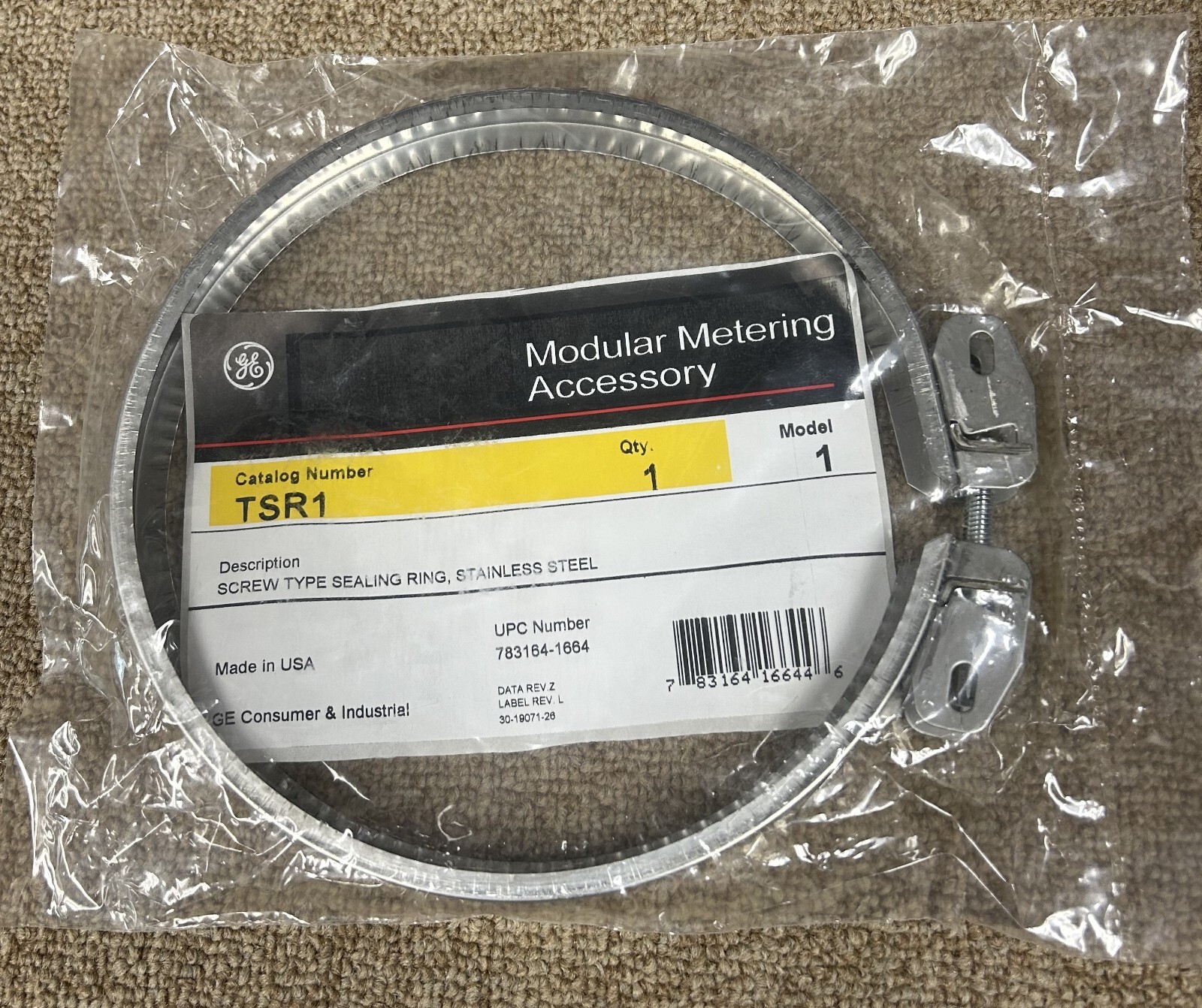 GE TSR1 Screw Type Meter Sealing Ring, Stainless Steel