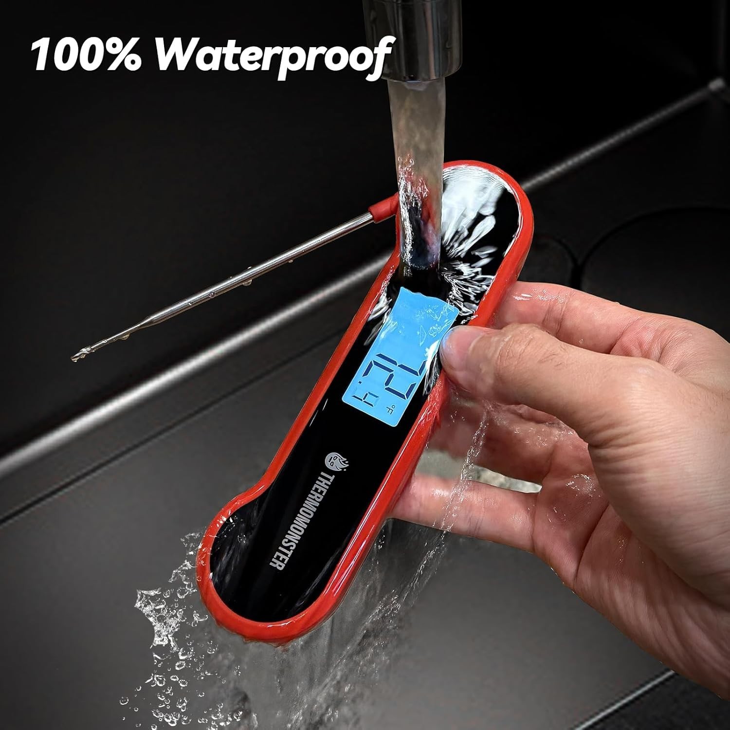 0.5 Sec Instant Read Meat Thermometer Digital with ±0.5℉ Precision, Red | Foo...