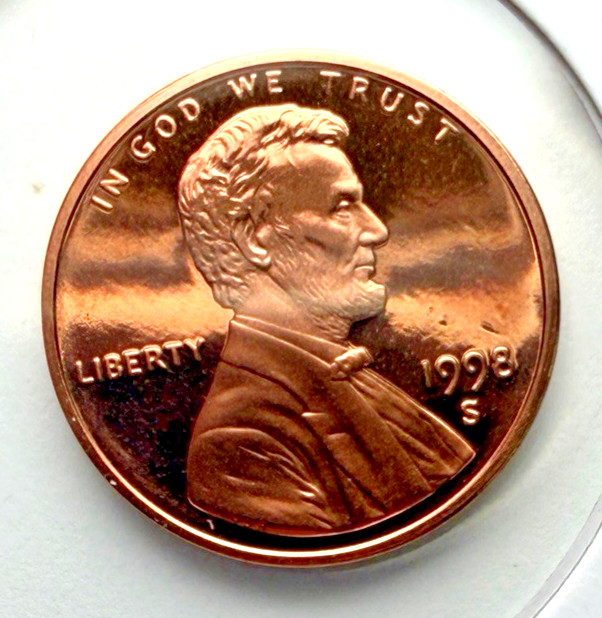 1998-S Lincoln Proof Memorial 1c ~ GEM with Rear Tone ~ Bargain ~ M03