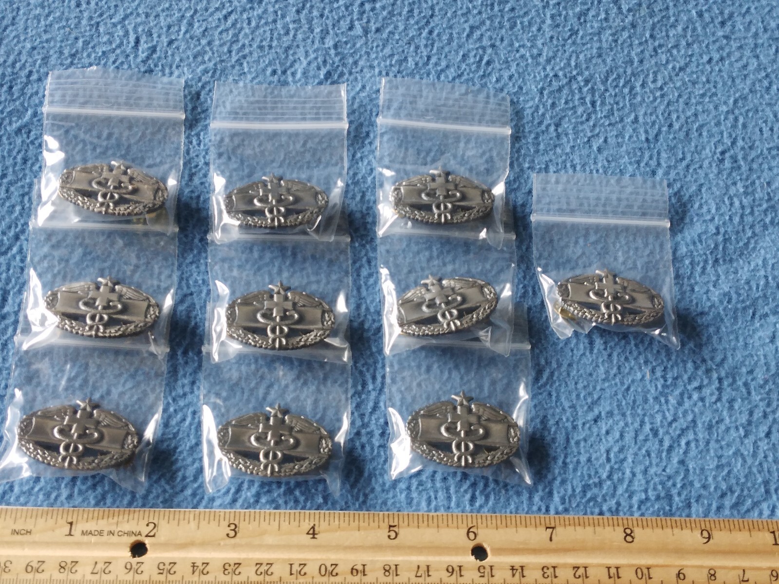 LOT OF 10 - U.S. ARMY COMBAT MEDIC 2nd AWARD PINS  - L.I.G.I. - 1  1/2  INCH