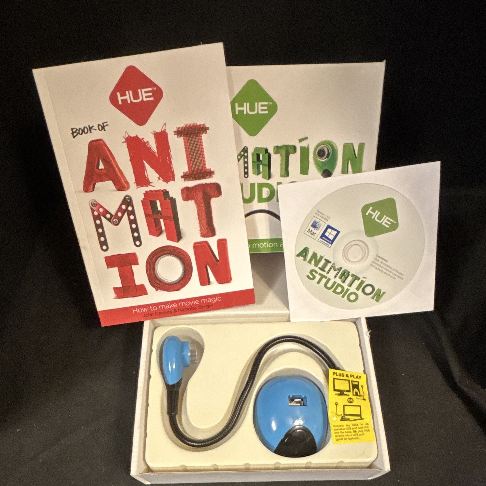 HUE Animation Studio Stop Motion Kit USB 2.0 Webcam Camera w/ Software CD Blue