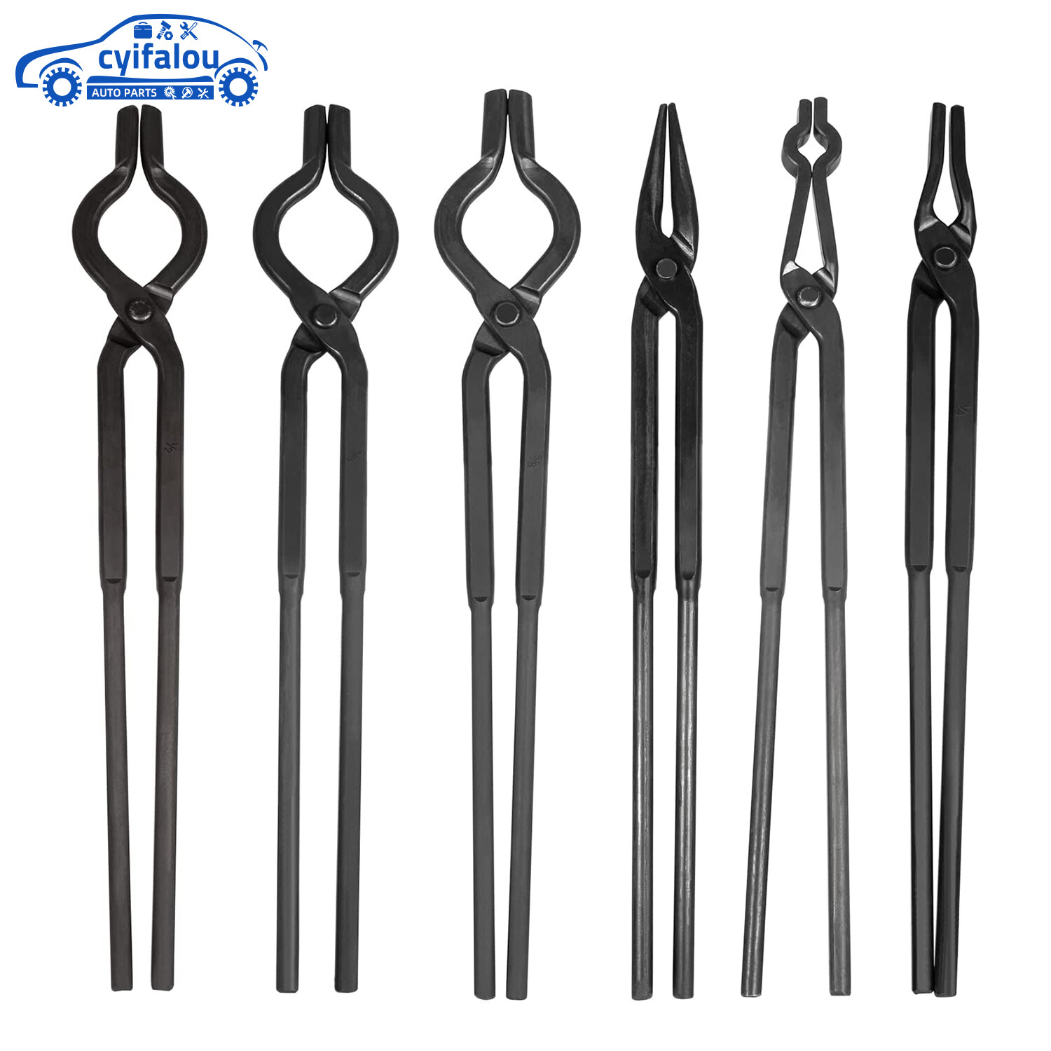 Beginner Blacksmith Tongs Forge Tong Tools Flat Jaw,Pick Up,Scroll,V-Bit Tongs