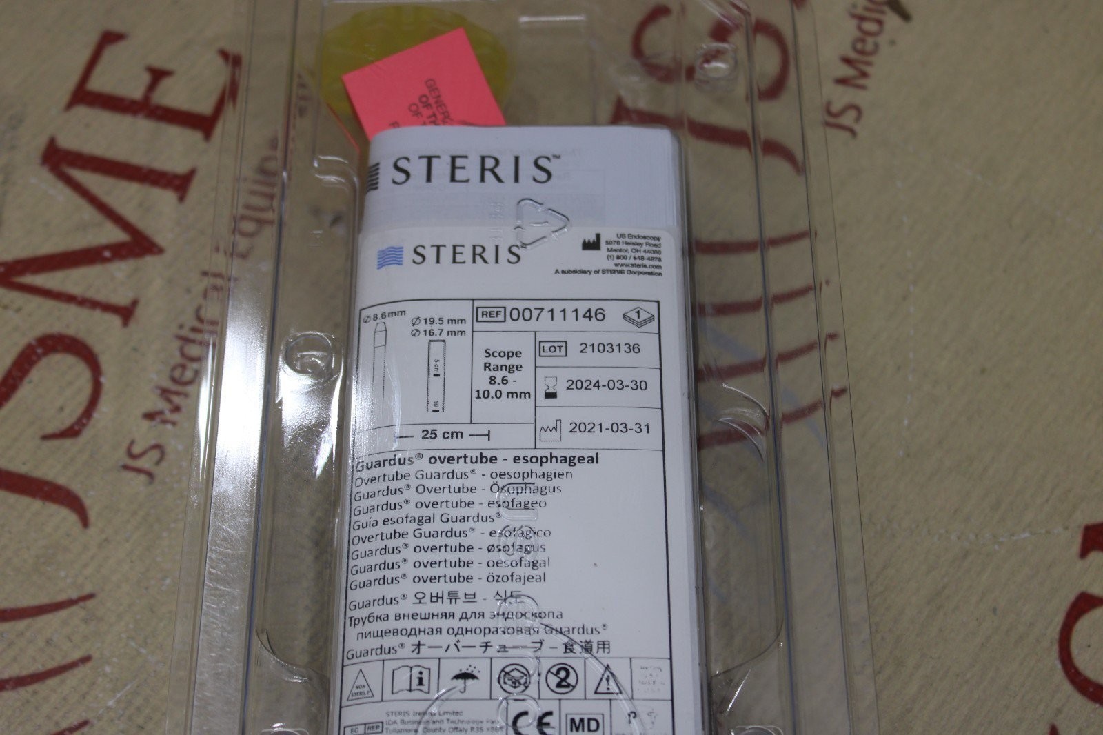 Steris Endoscopy Guardus Overtube - Esophageal, Ref 00711146 -BRAND NEW, EXP
